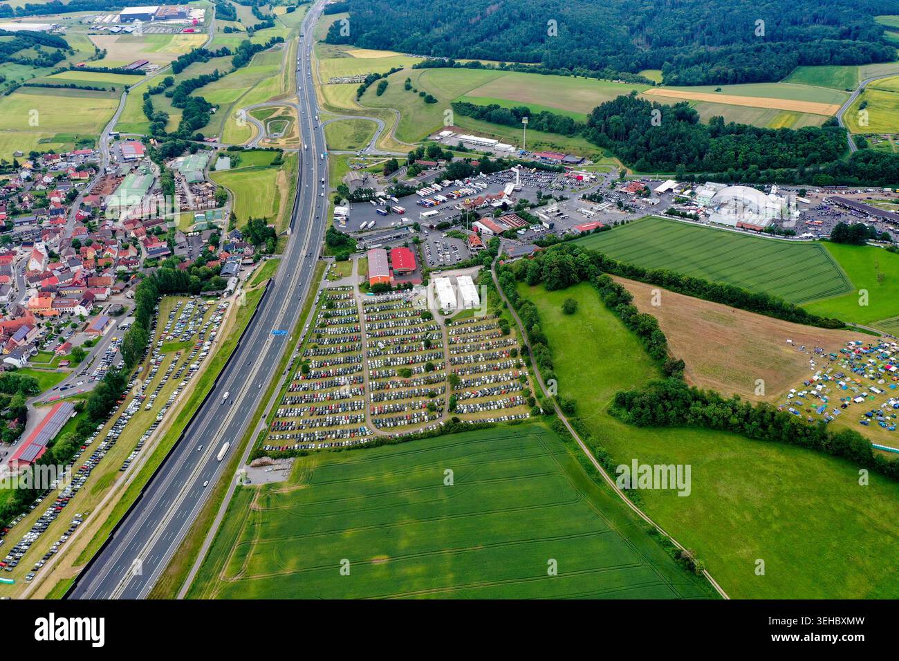 Geiselwind A3 Geiselwind, Germany - 20 June 2025: Aerial view of Heroes Festival ...