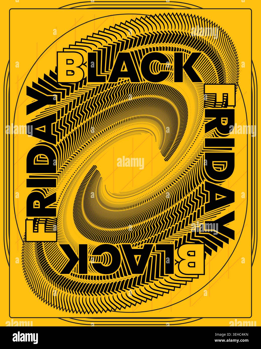 Modern Black Friday Poster Dynamic Circular Text Layout Stock Vector
