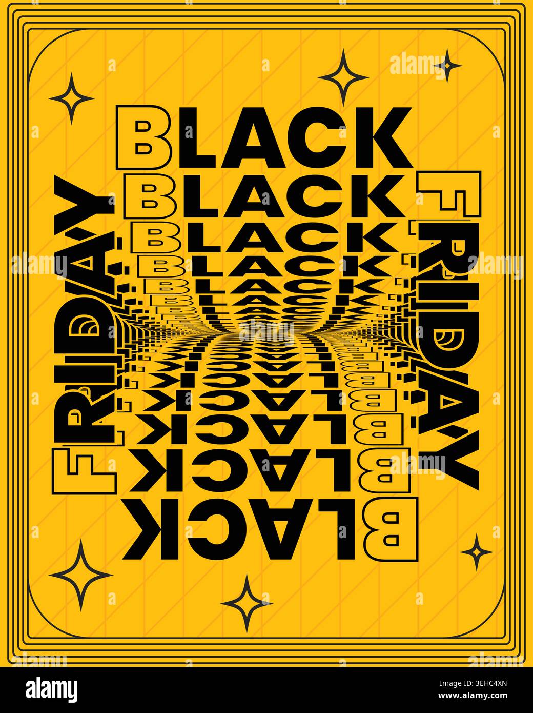 Dynamic Black Friday Poster Circular Sale Typography Stock Vector