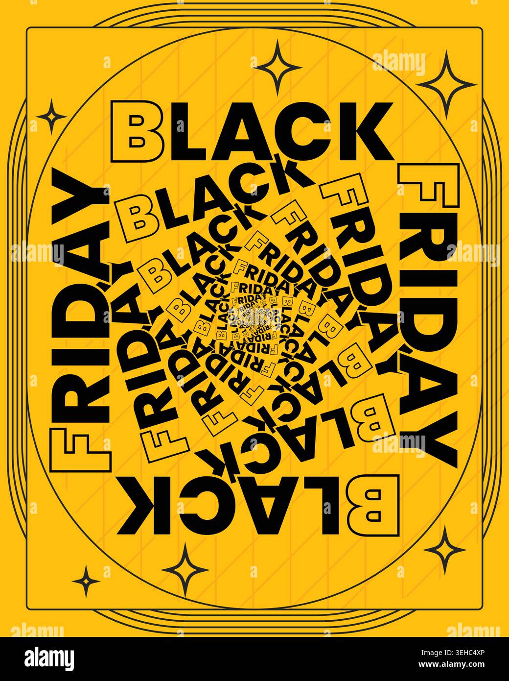Black Friday Poster Central Focus Circular Layout Design Stock Vector