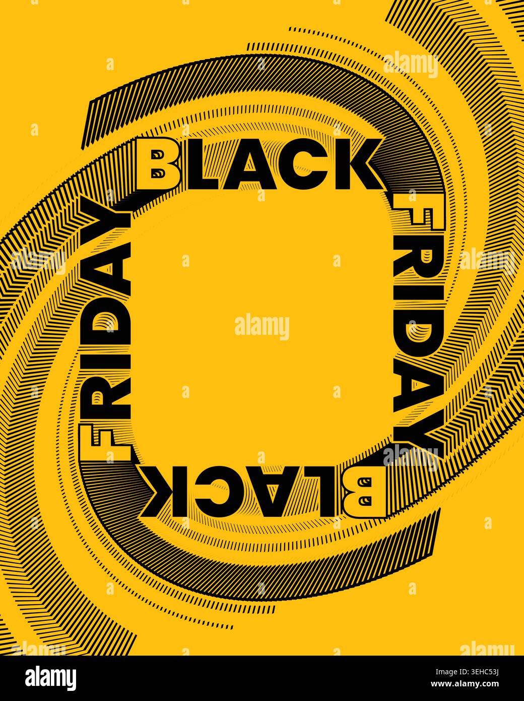 Creative Black Friday Poster Circular Text Composition Stock Vector
