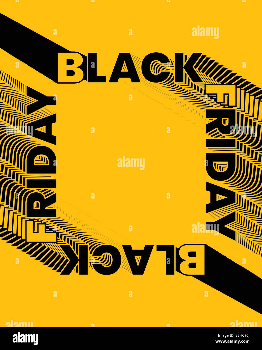 Black Friday Poster Bright Yellow Dynamic Line Design Stock Vector