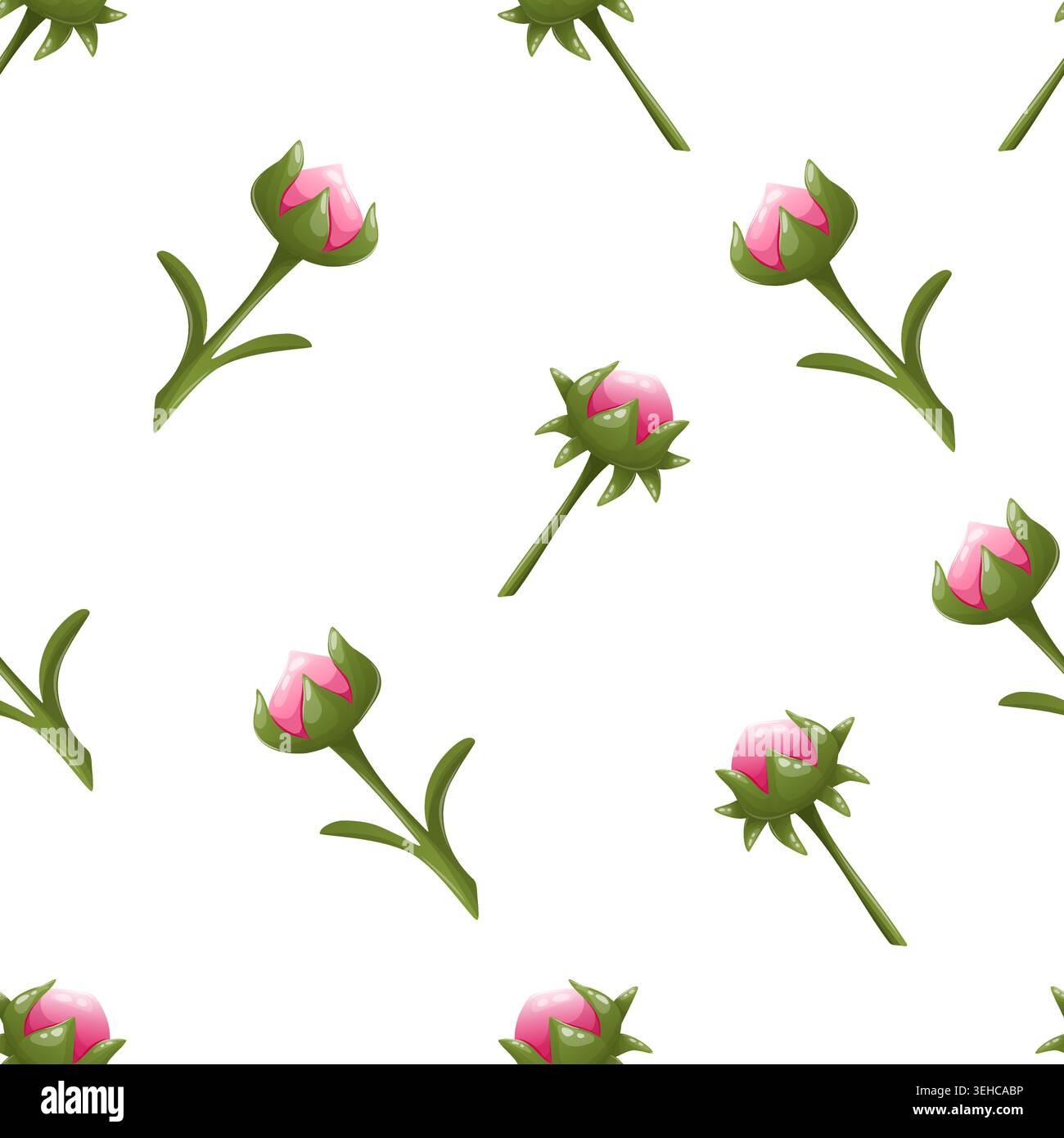 Seamless pattern with peony buds Stock Vector