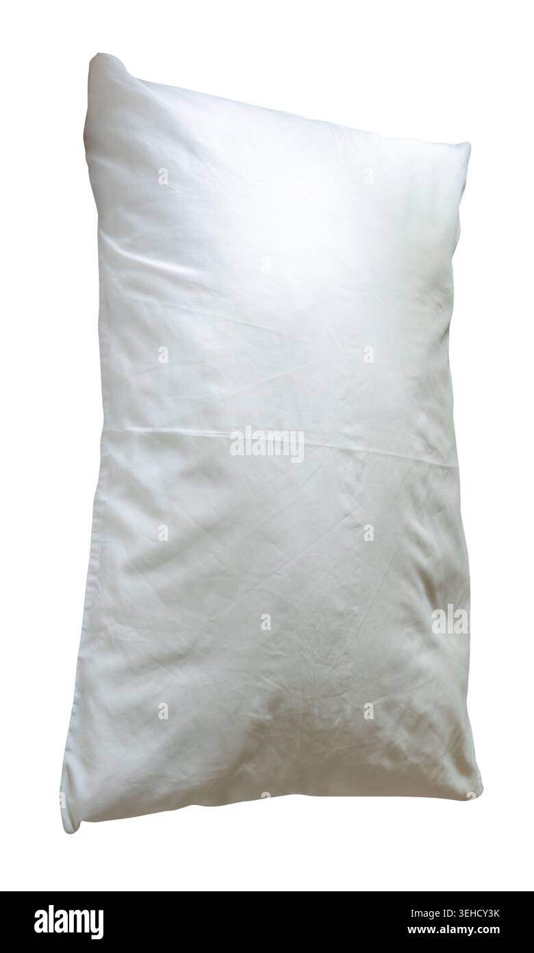 One white pillow is isolated on white background with clipping path. Stock Photo