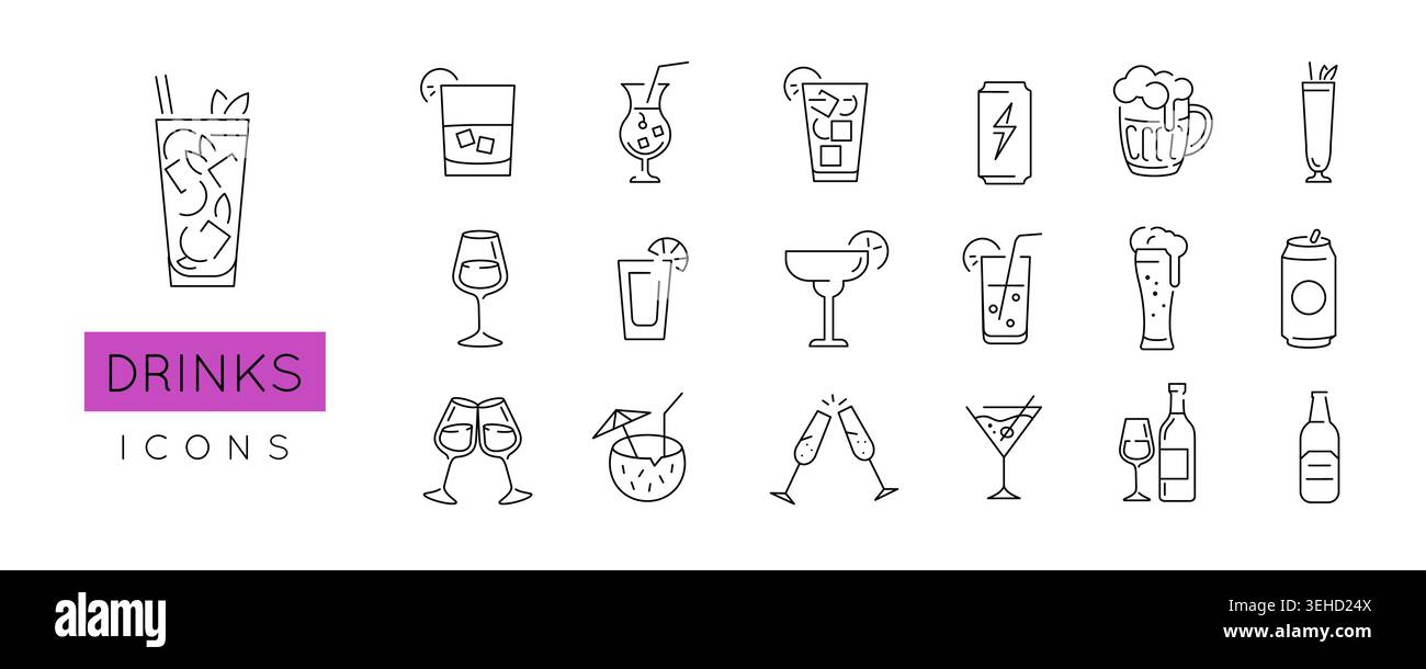 Drinks Icons Set Stock Vector