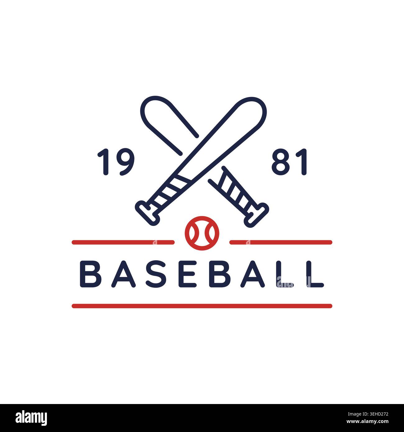 Baseball Logo With Bats And Ball Stock Vector