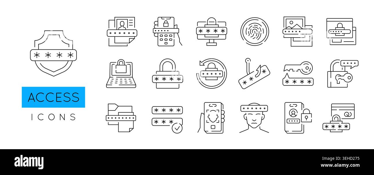 Access Icons Set Stock Vector