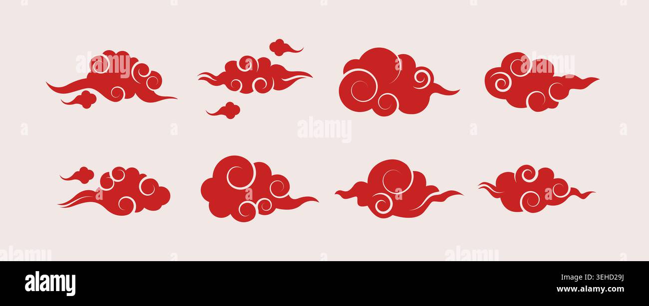 Asian Cloud Set Stock Vector