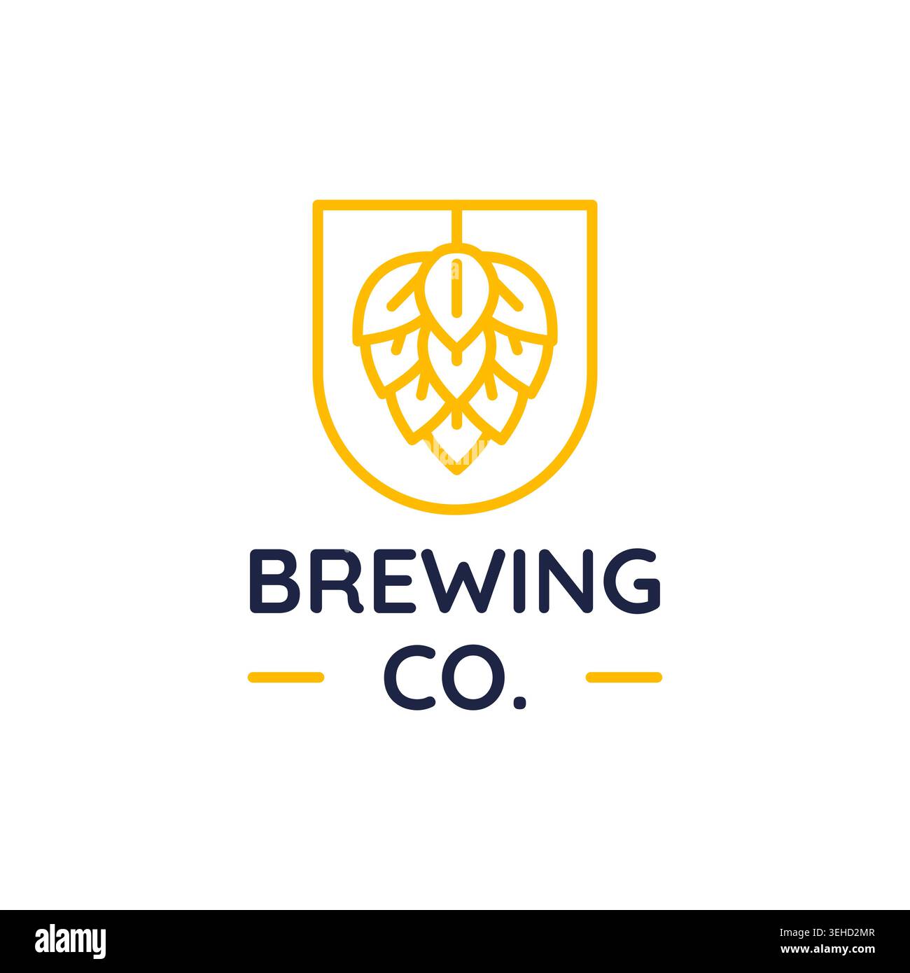 Beer Brewing Logo With Hop Shield Stock Vector