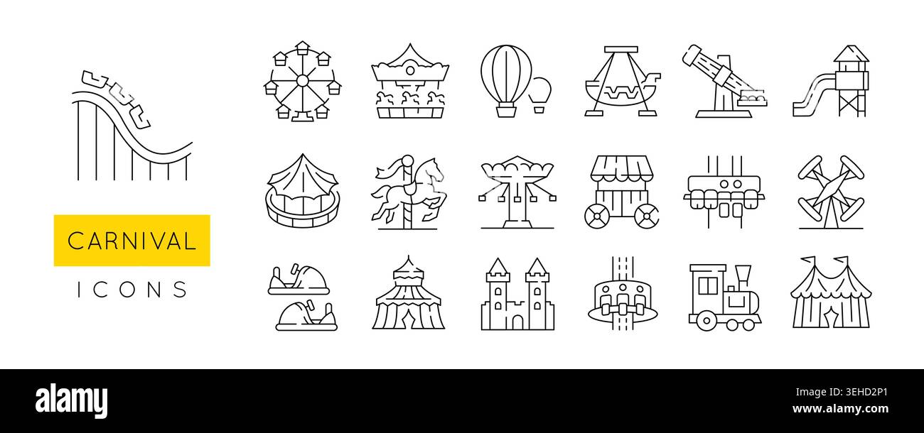 Carnival Icons Set Stock Vector
