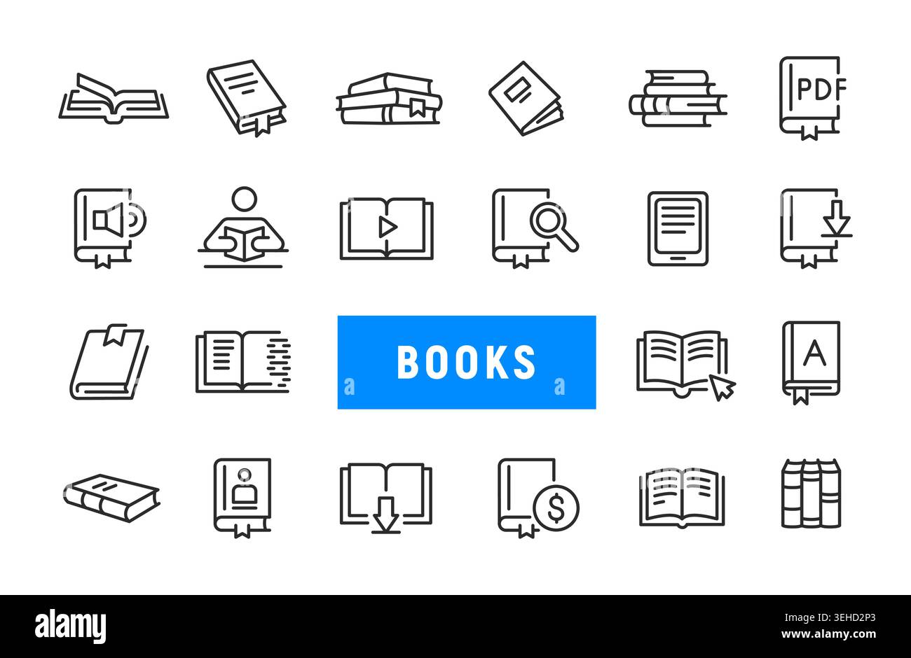Books Icons Set Stock Vector