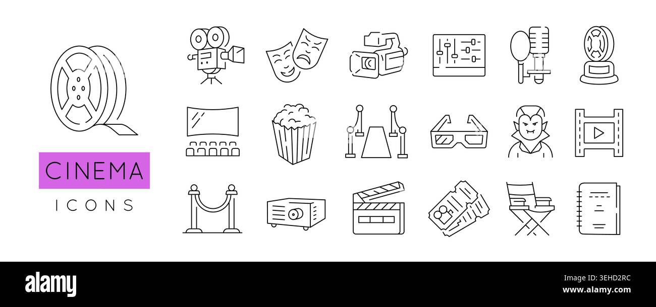 Cinema Icons Set Stock Vector