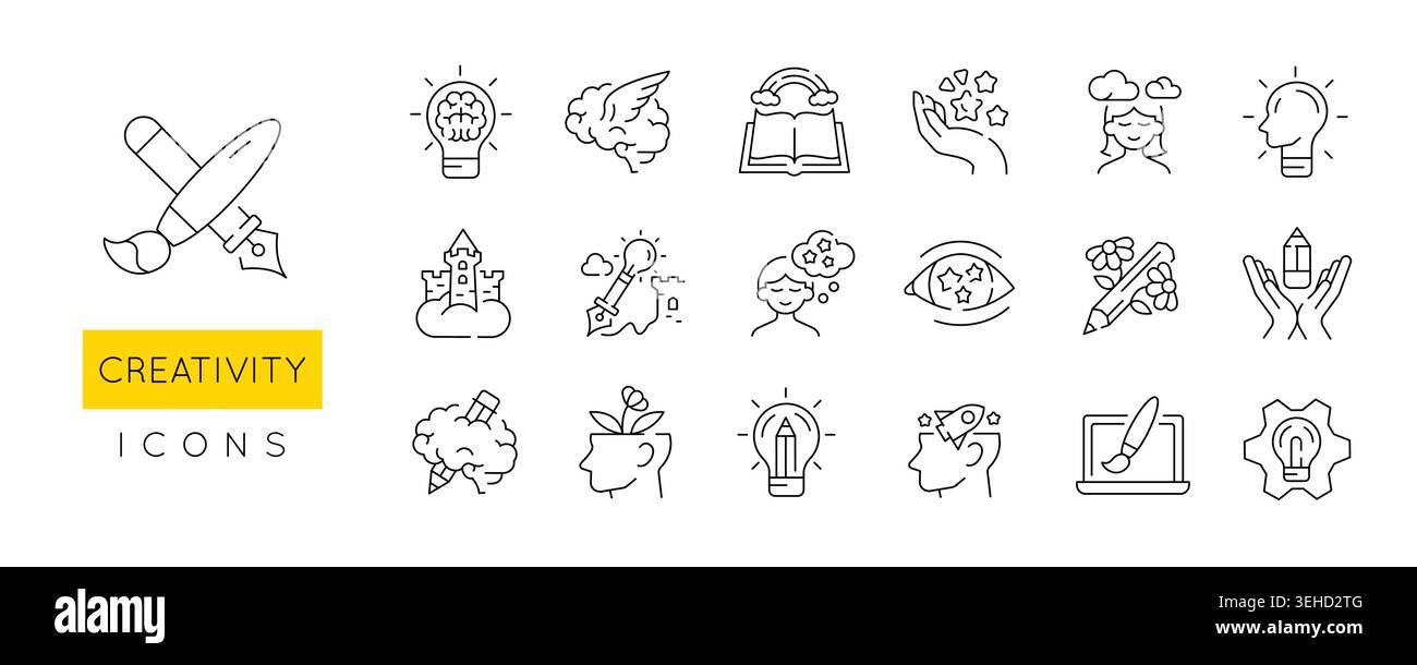 Creativity Icons Set Stock Vector