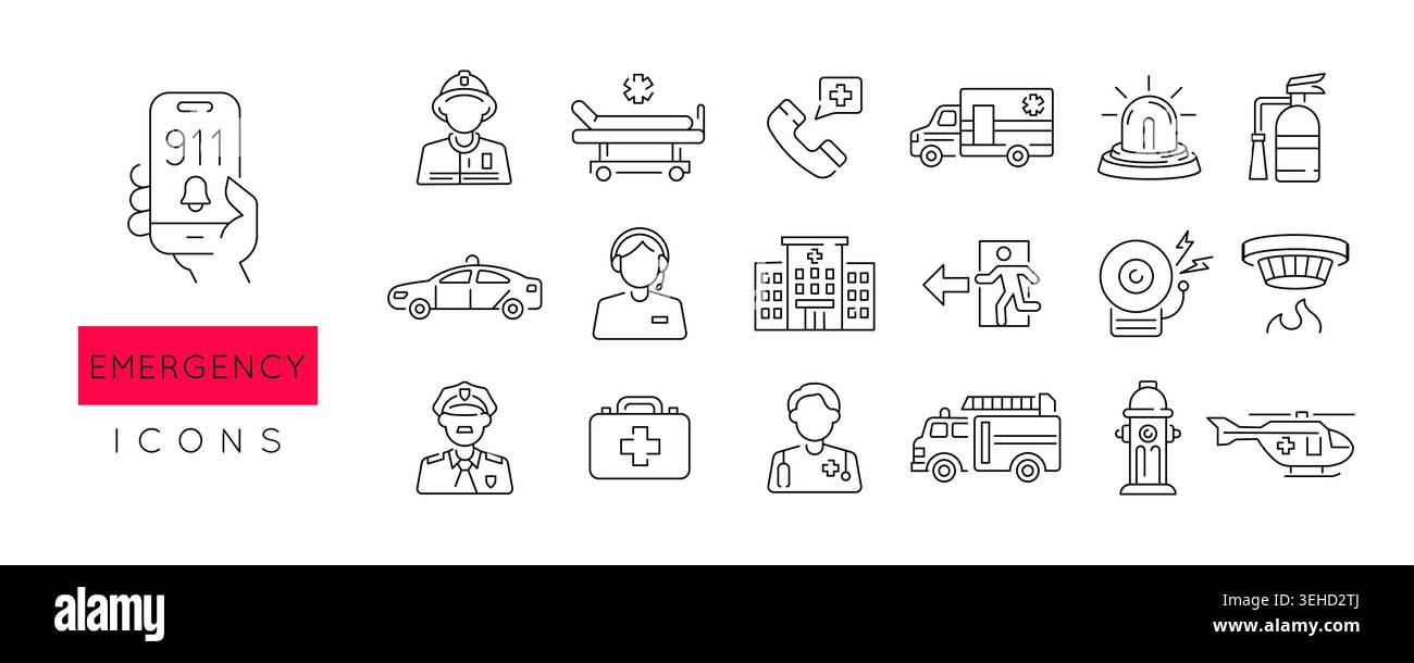 Emergency Icons Set Stock Vector