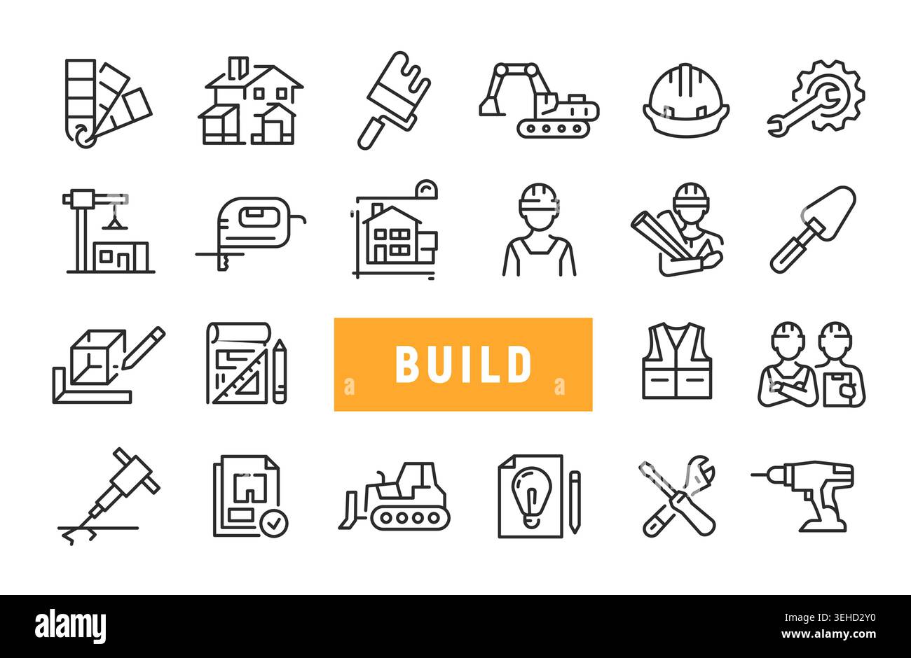 Construction Icons Set Stock Vector