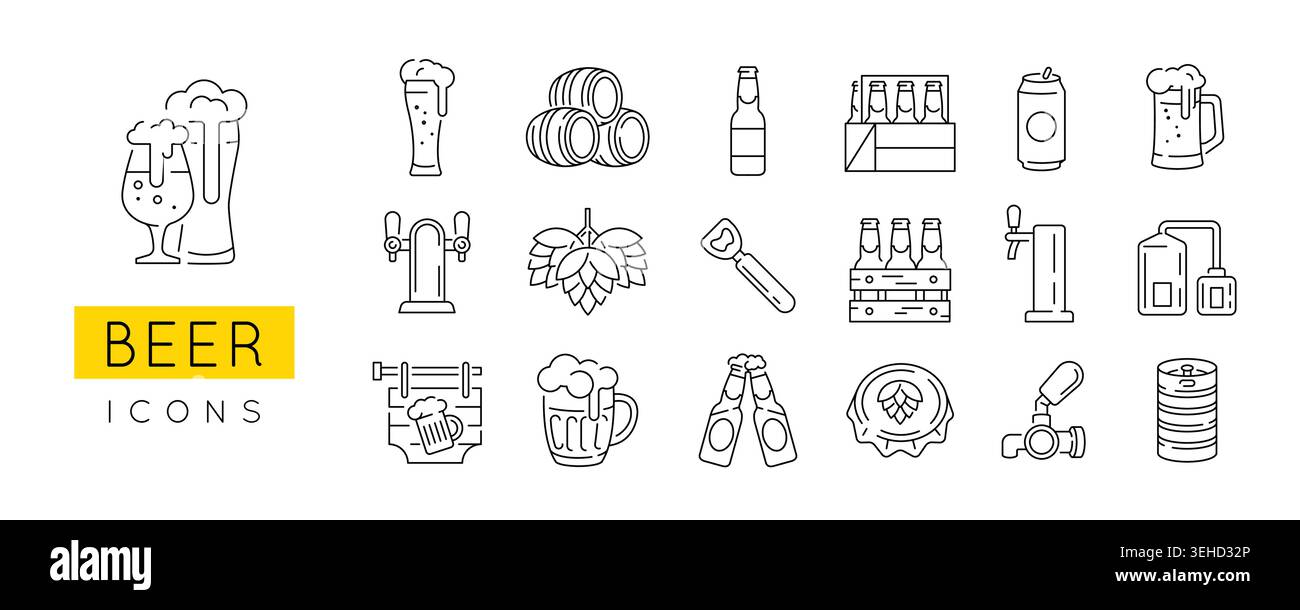 Beer Icons Set Stock Vector