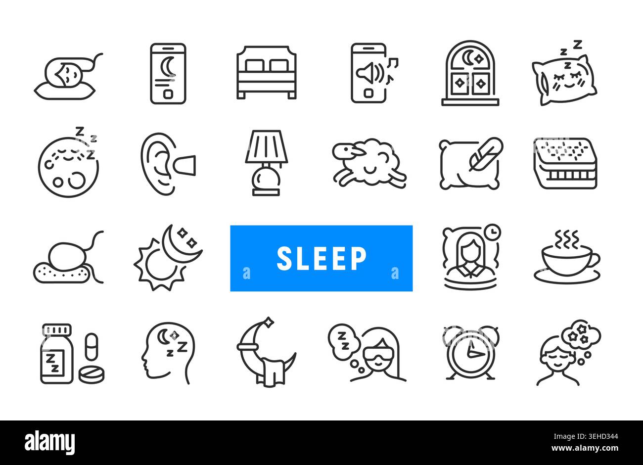 Sleep Icons Set Stock Vector