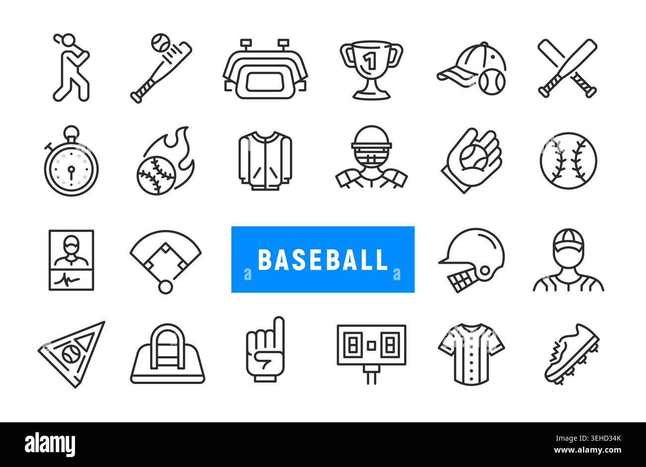 Baseball Icons Set Stock Vector