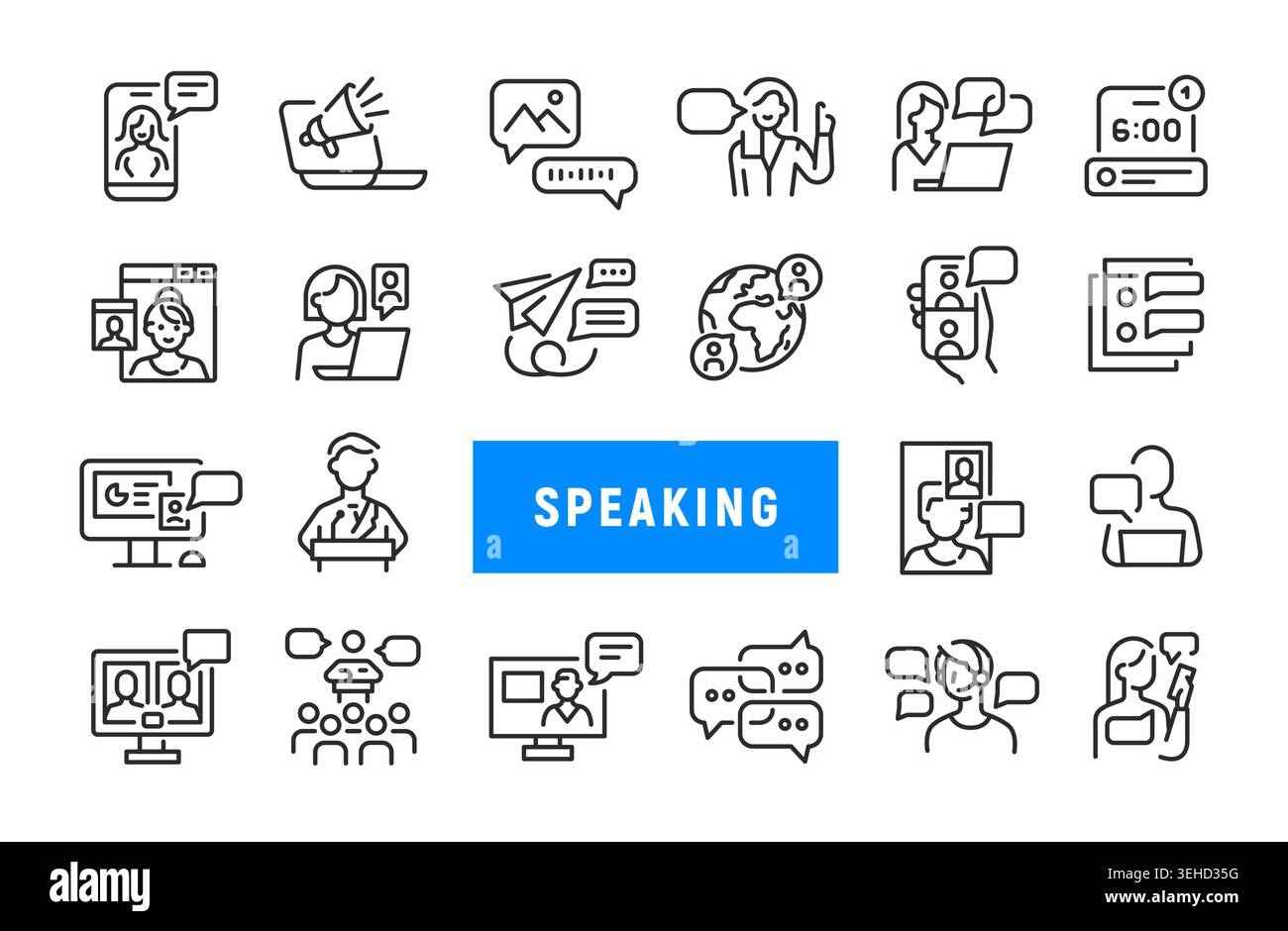 Speaking Icons Set Stock Vector
