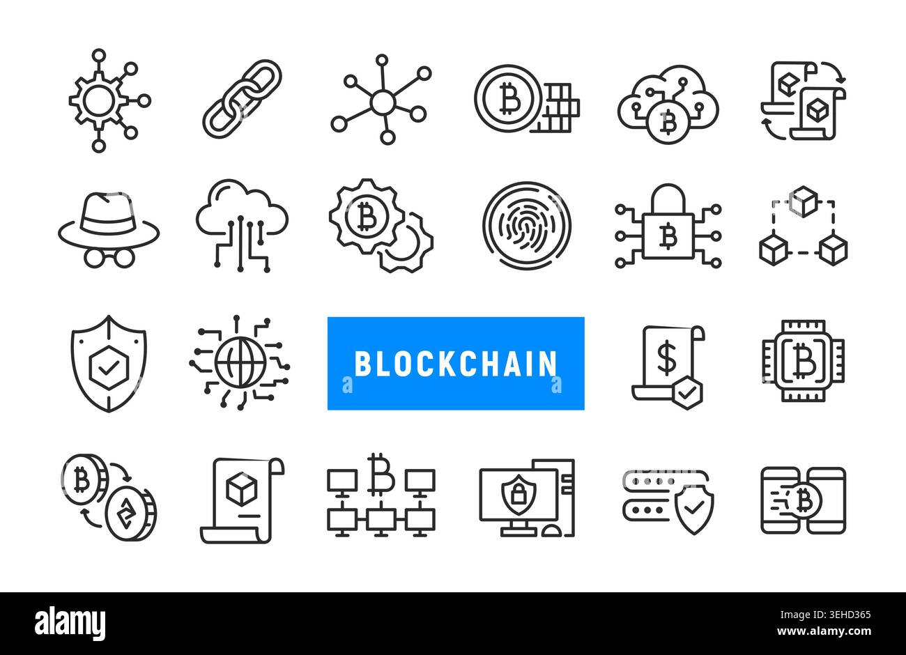 Blockchain Icons Set Stock Vector