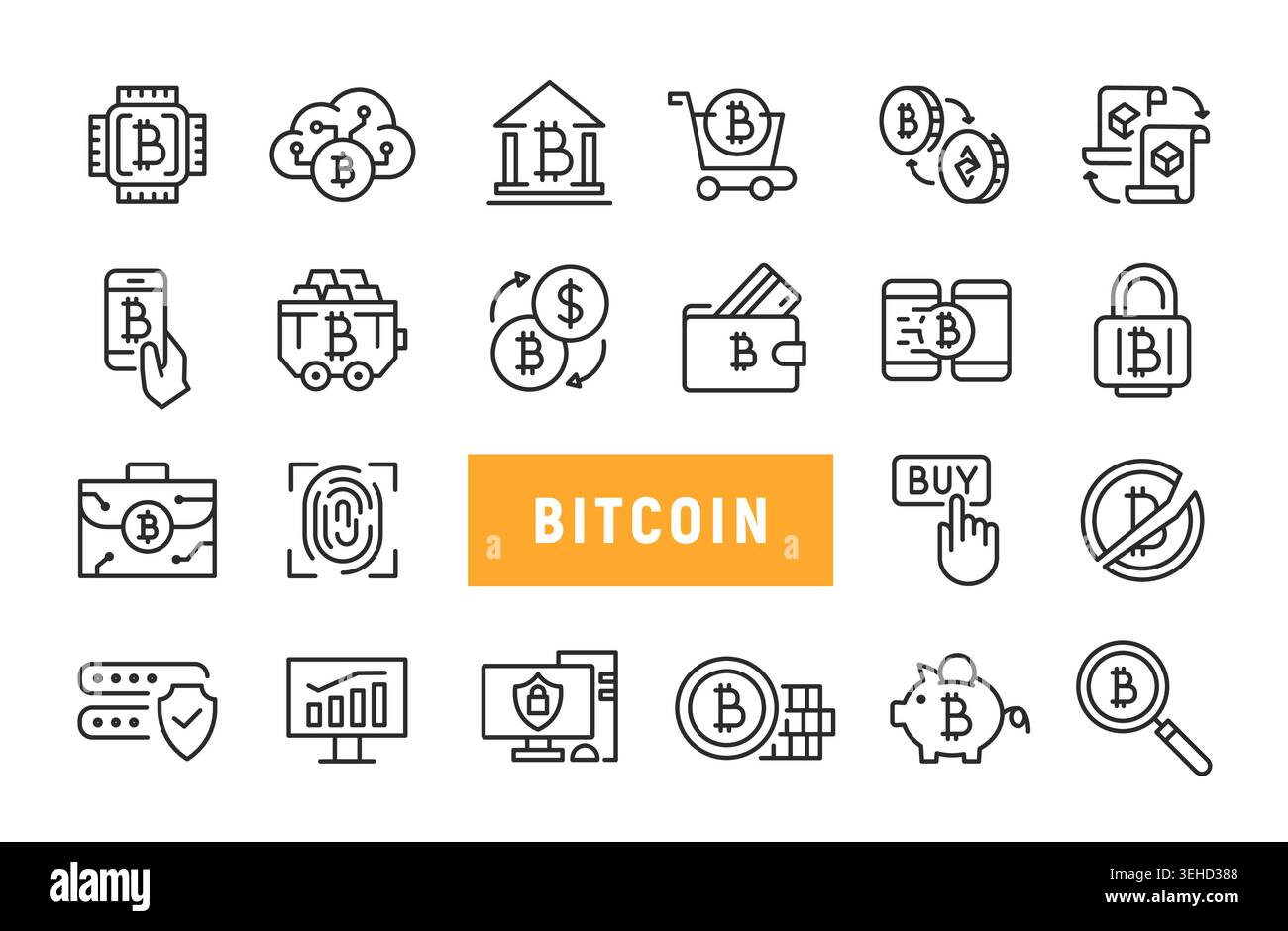 Bitcoin Icons Set Stock Vector