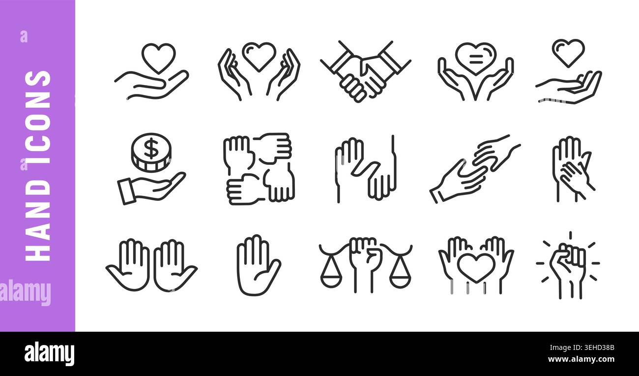 Hand Icons Set Stock Vector