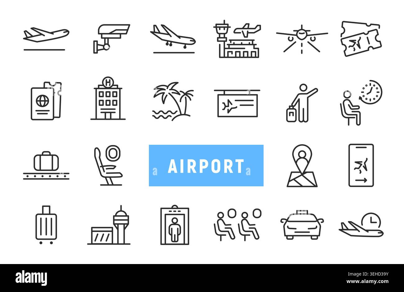 Airport Icons Set Stock Vector