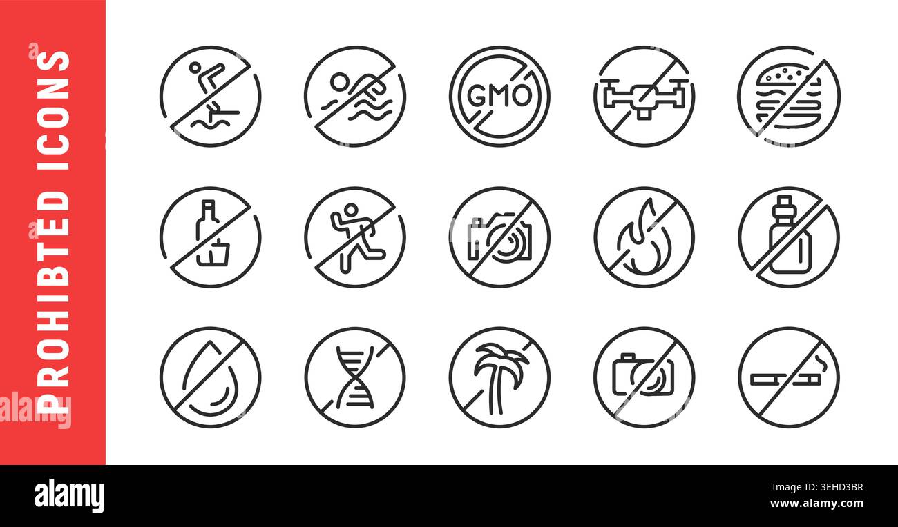 Prohibited Icons Set Stock Vector