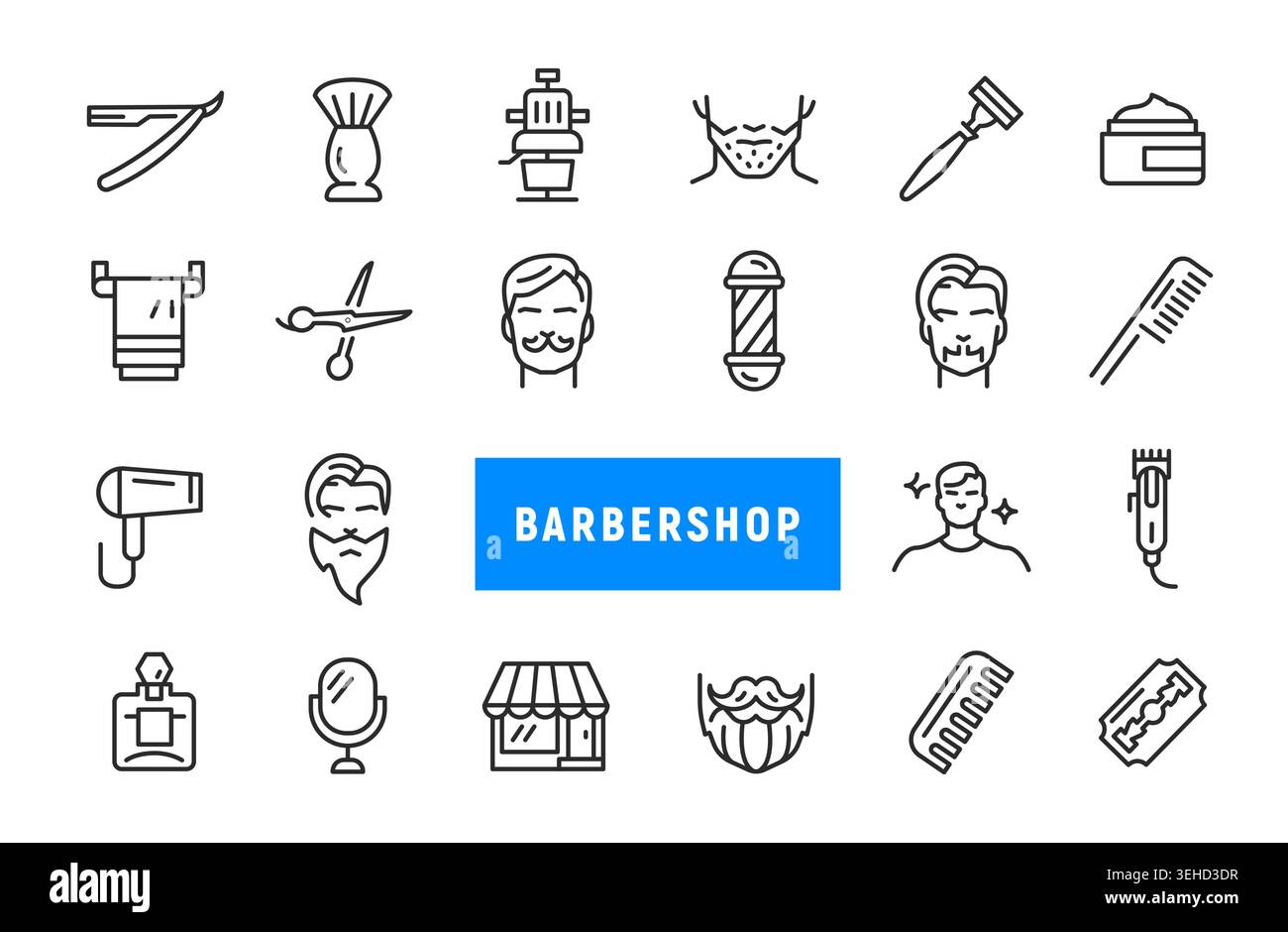 Barbershop Icons Set Stock Vector