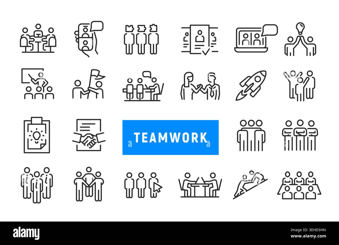 Teamwork Icons Set Stock Vector