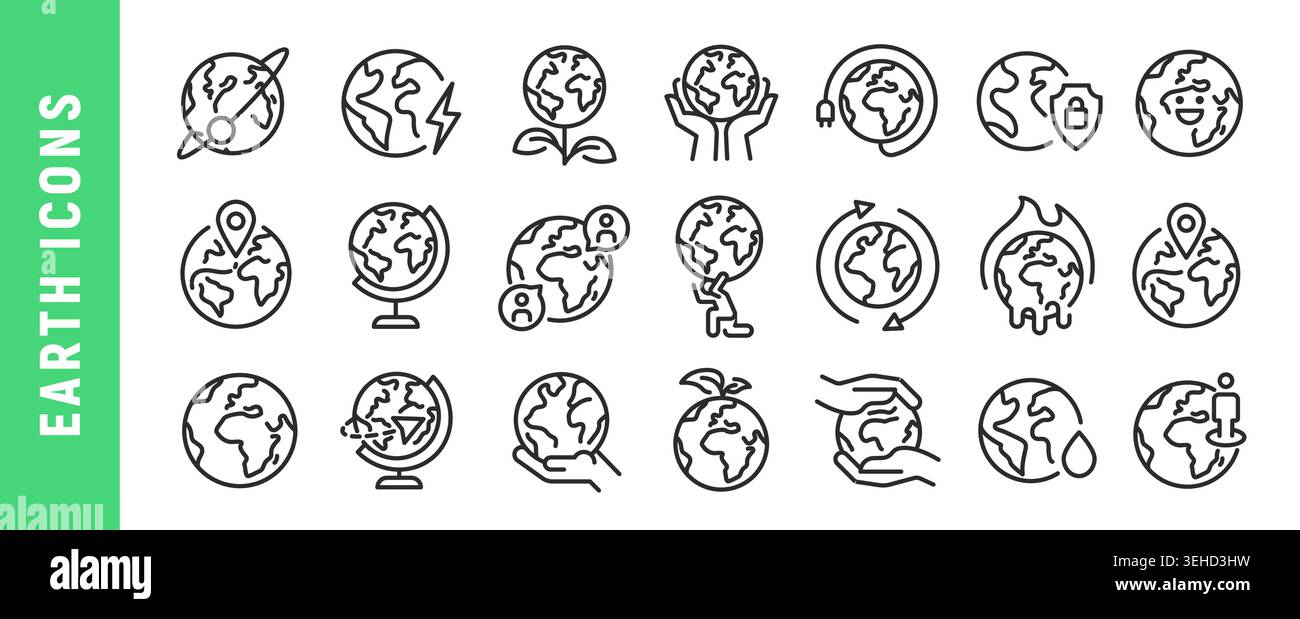 Earth Icons Set Stock Vector