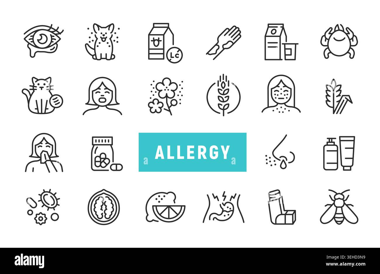 Allergy Icons Set Stock Vector