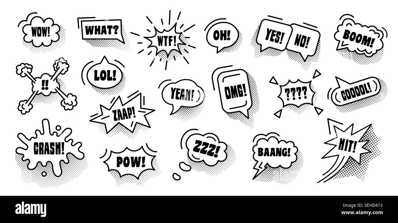 Comic Speech Bubbles Set Stock Vector