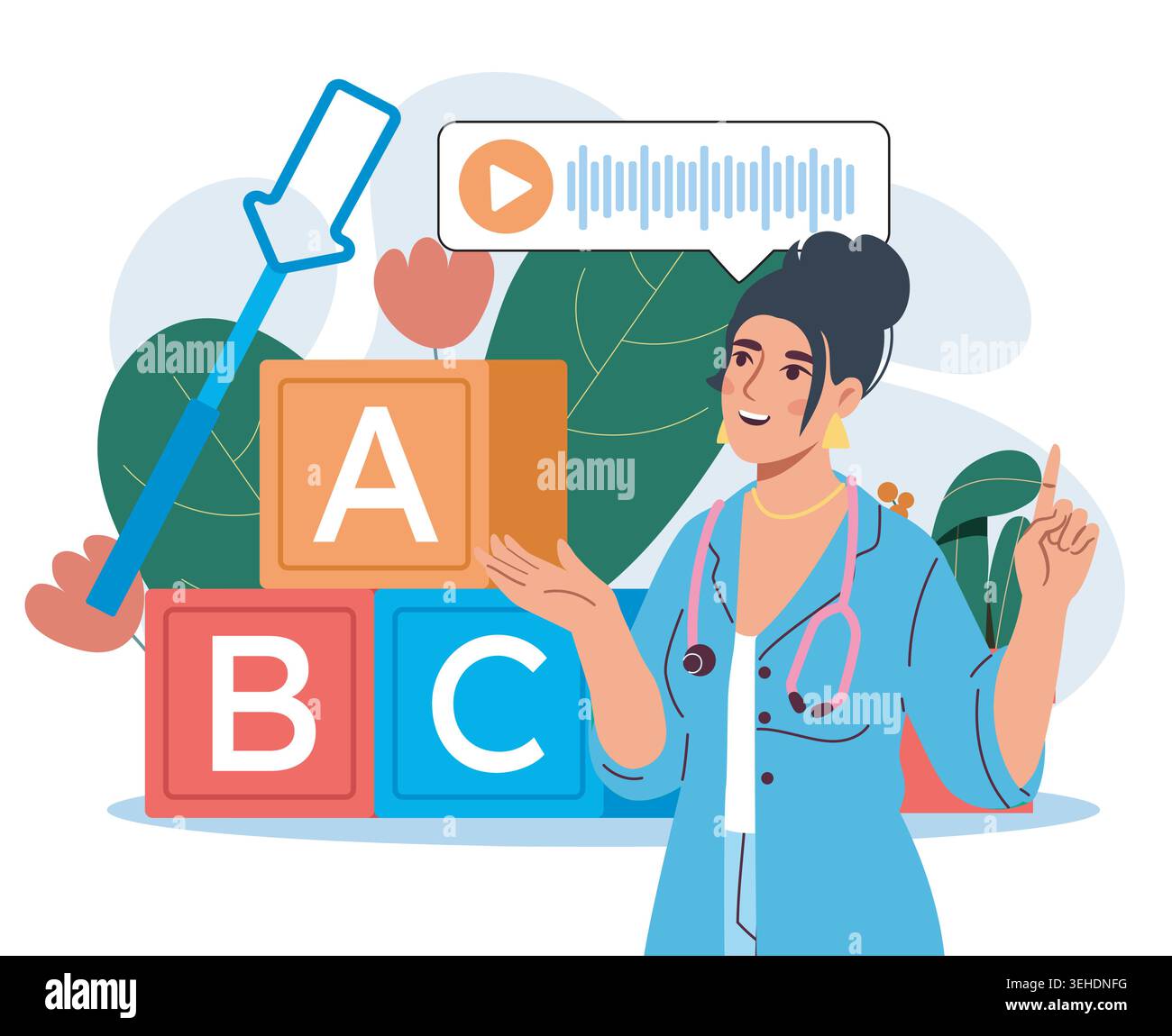 ABC learning with doctor. Vector illustration Stock Vector