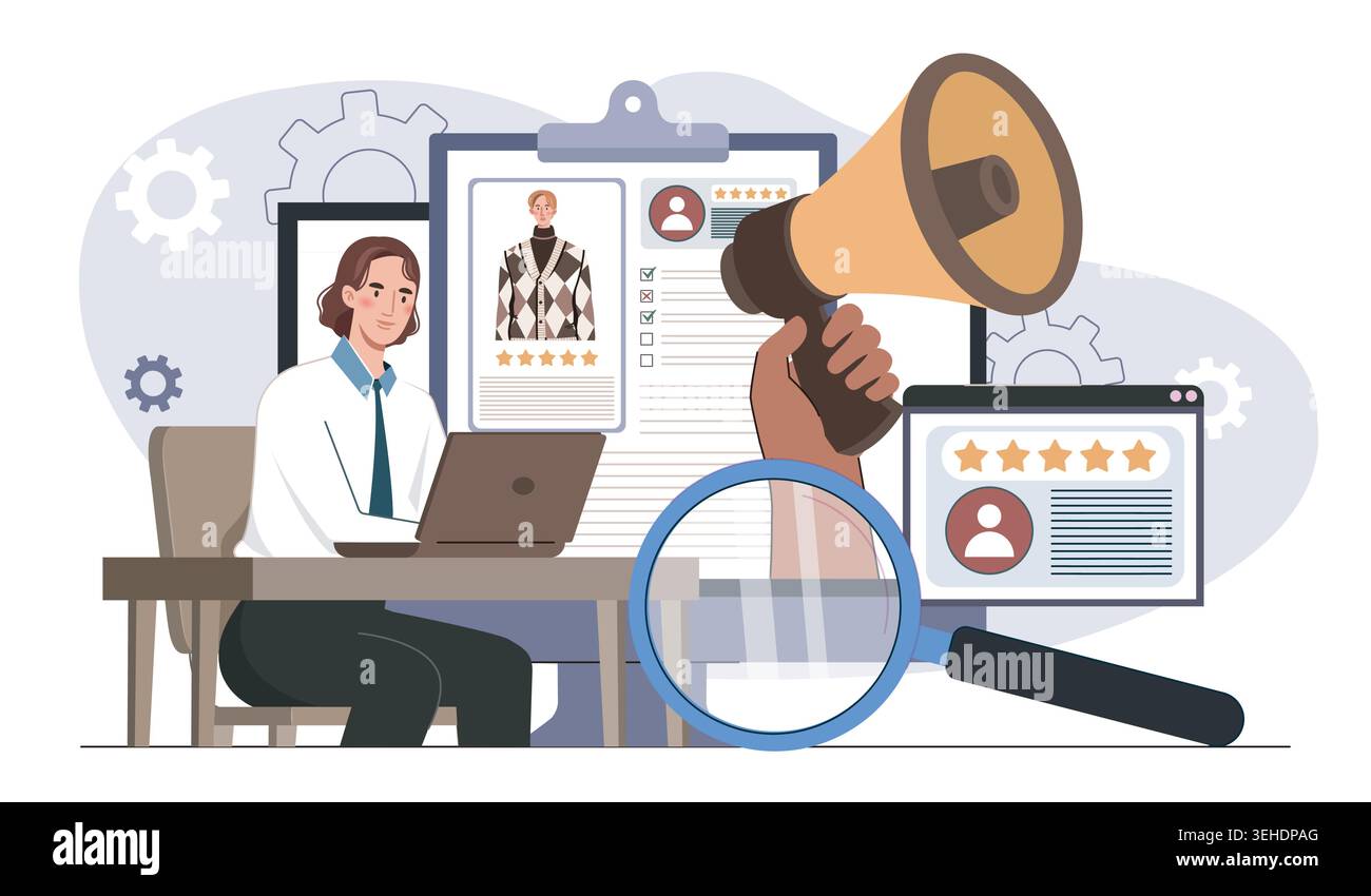 Recruitment process scene. Vector illustration Stock Vector