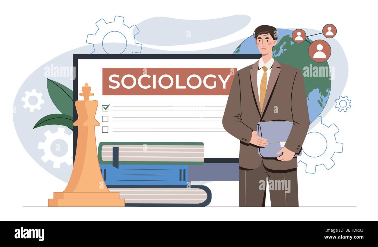 Sociology study concept. Vector illustration Stock Vector