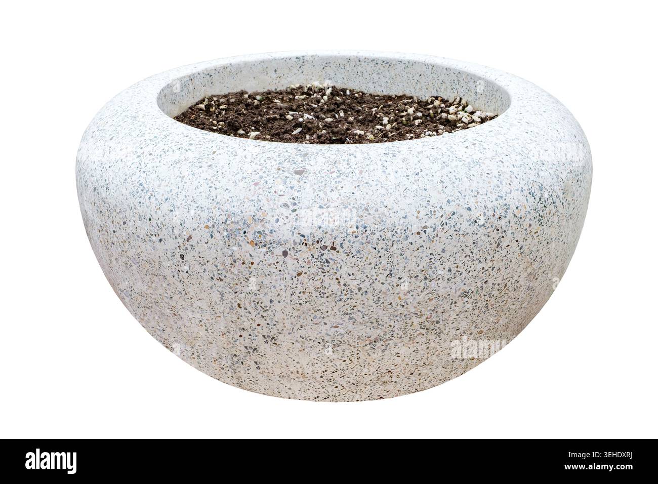 concrete circular flowerbed, isolated on white background Stock Photo