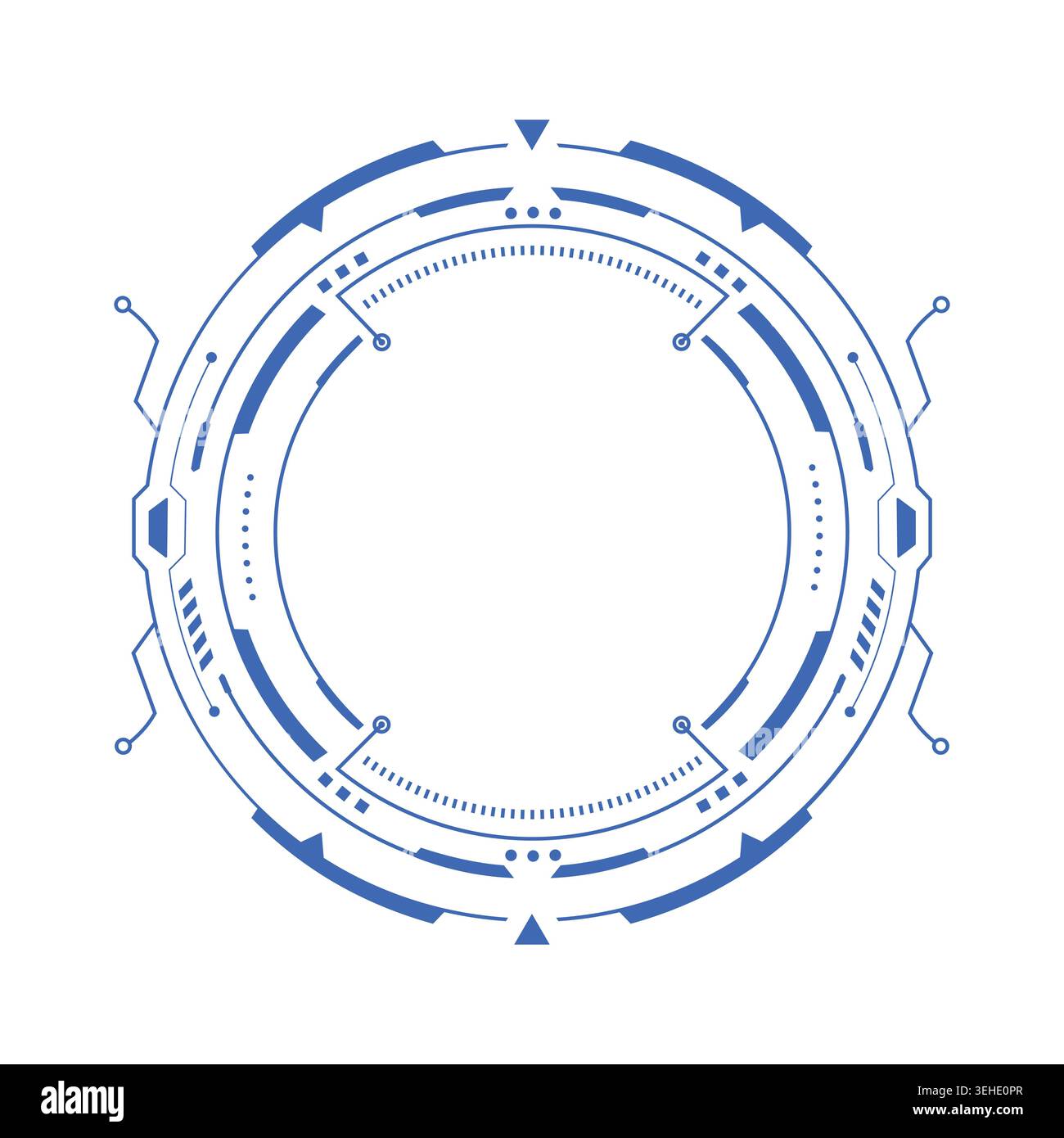 Futuristic hud circular interface element, digital scifi radar screen, technology frame Stock Vector