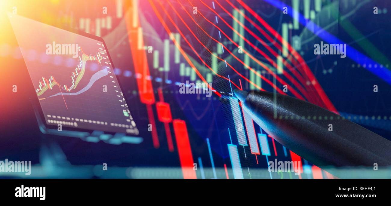 Interactive Fintech Trading Interface with Candlestick Signals and Price Action Stock Photo