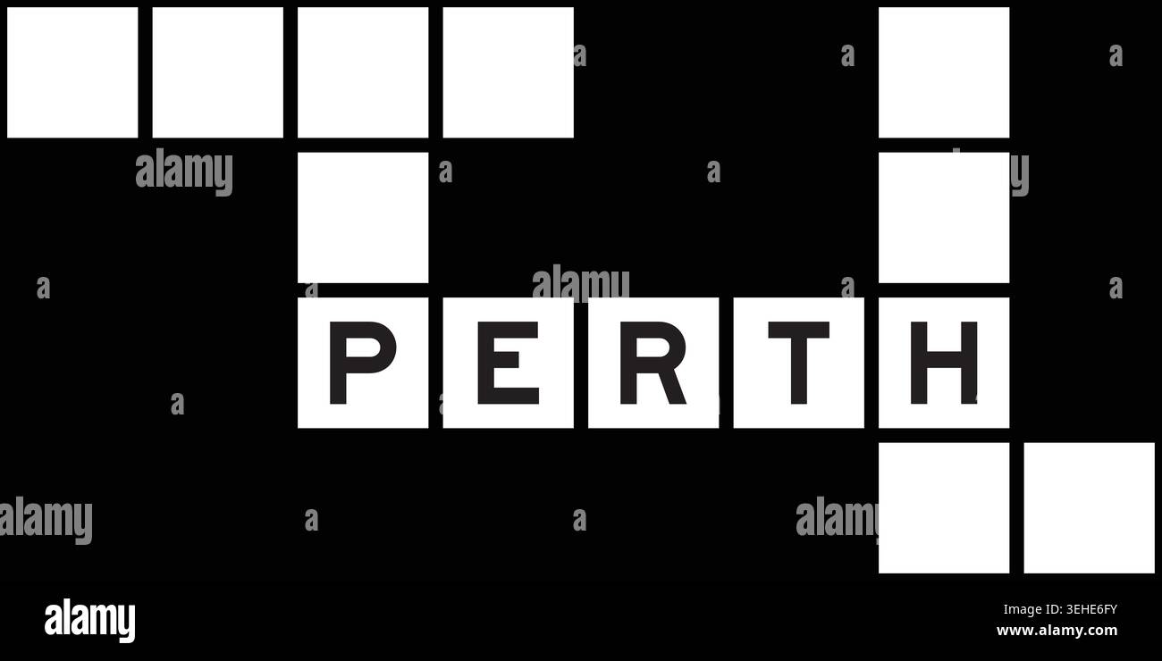 Alphabet letter in word perth on crossword puzzle background Stock ...