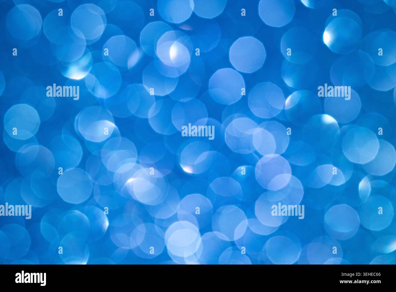Abstract Blue Bokeh Background: Soft Circular Light Patterns for a Calming Visual Effect Stock Photo