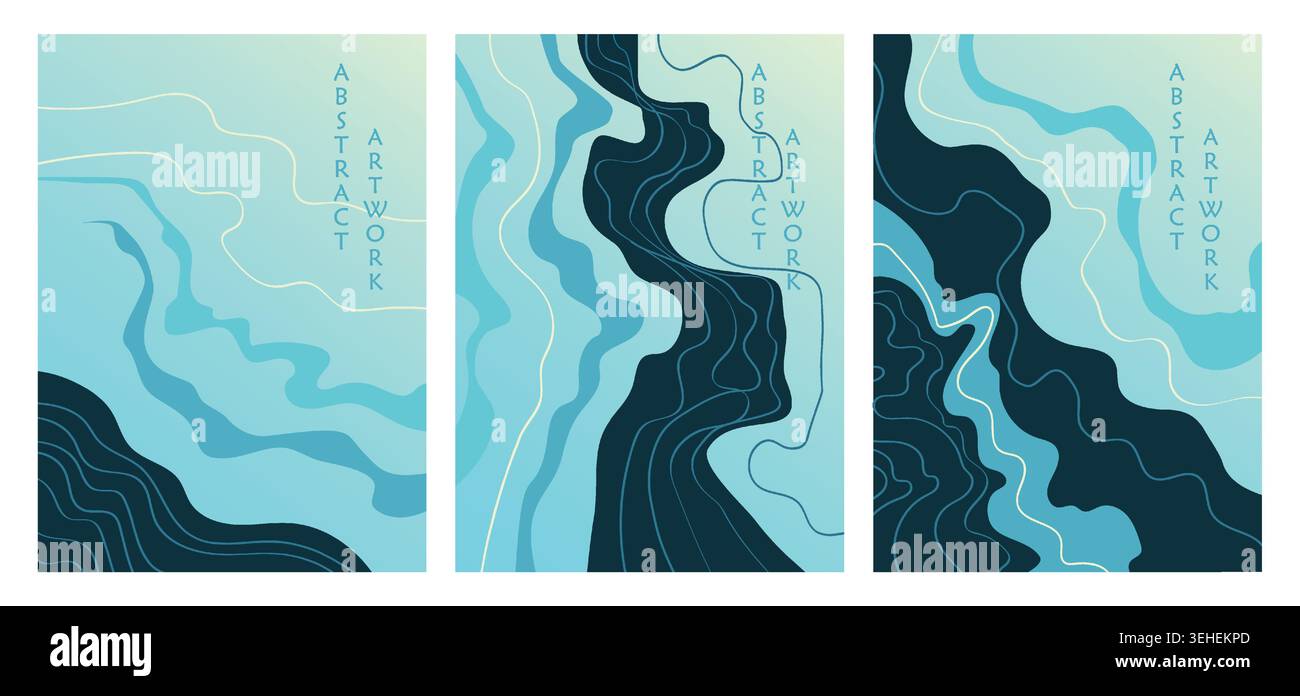 Abstract blue contour art. Vector illustration Stock Vector