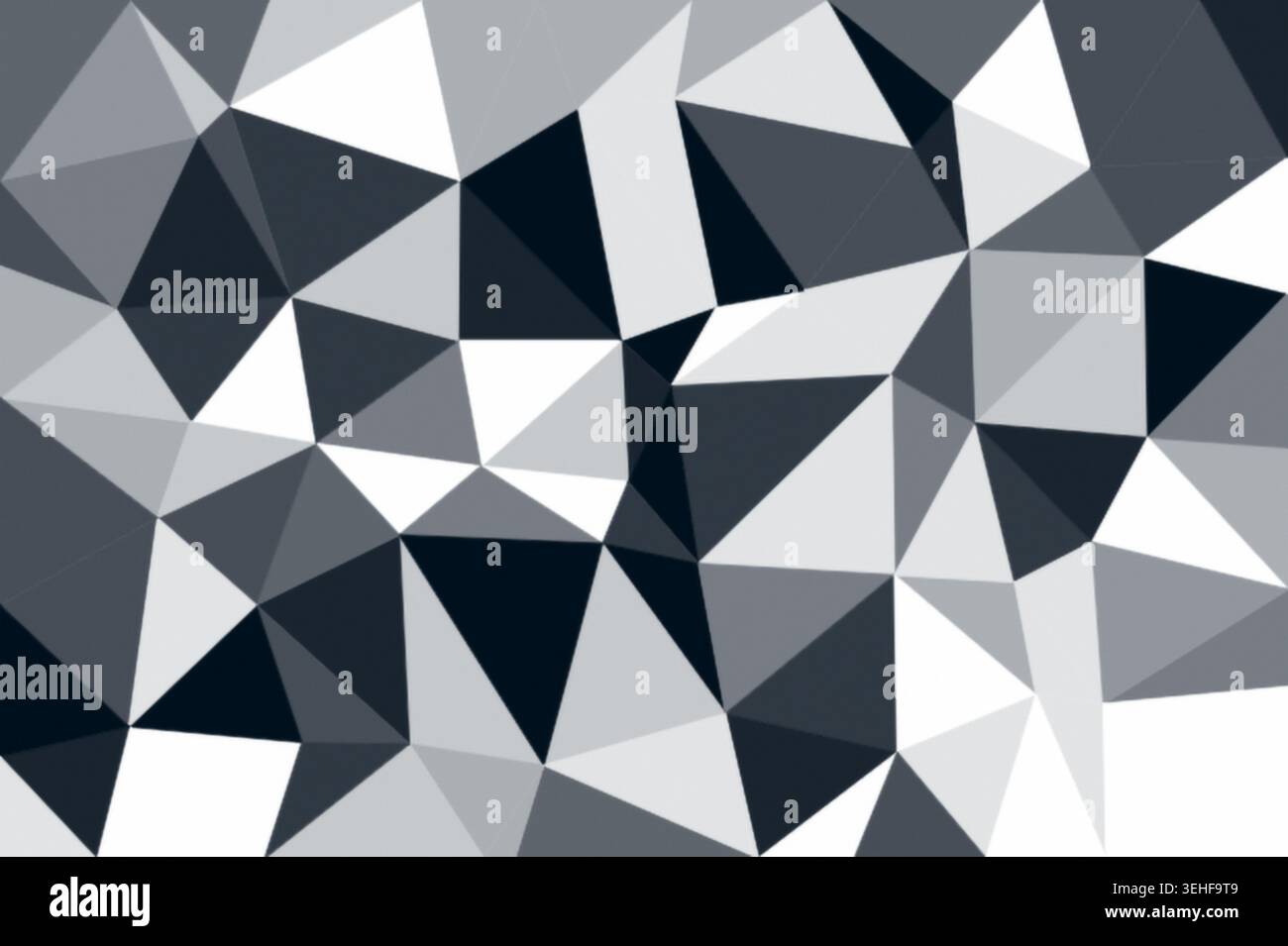 Geometric abstract low poly triangle pattern in monochrome gray tones for background design Stock Photo