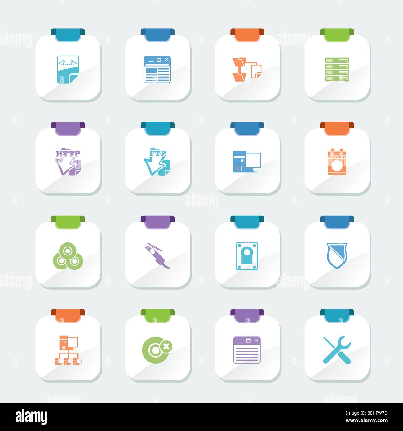 Bright Server Side Computer icons - Vector Icon Set Stock Vector