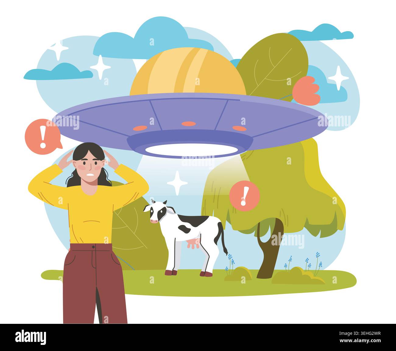 UFO and surprised person. Vector illustration Stock Vector Image & Art ...