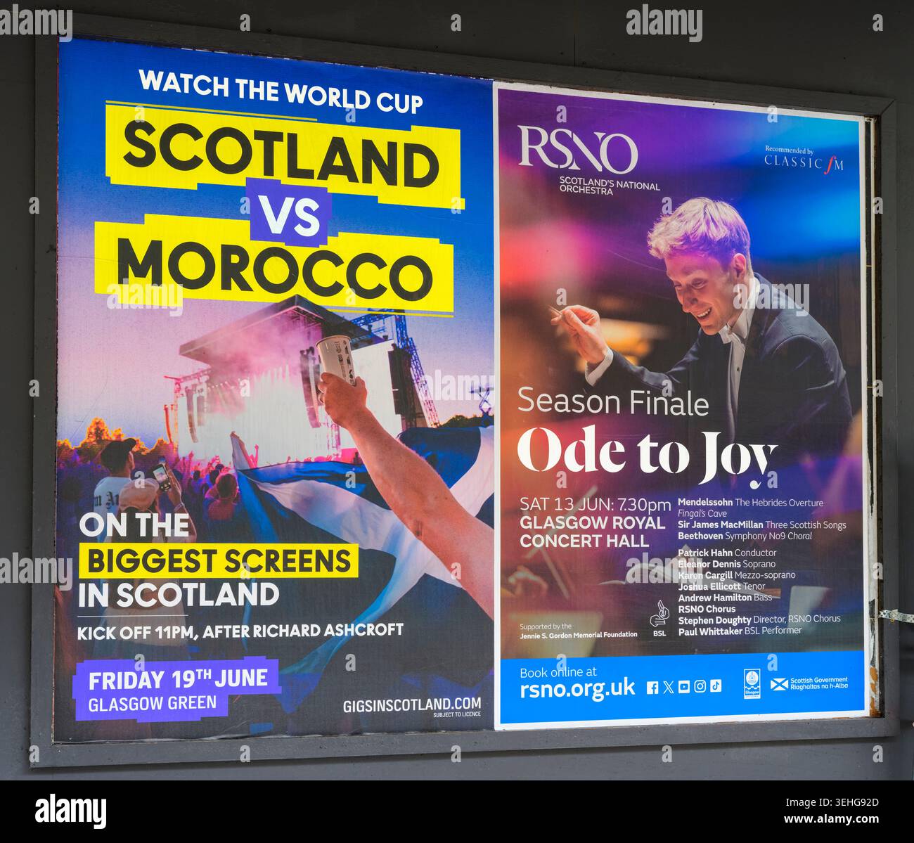 Poster advertising Scotland vs Morocco to be shown on large screens at ...