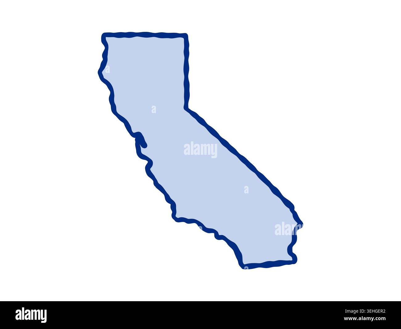 Doodle-style illustration of the California state map, featuring the ...
