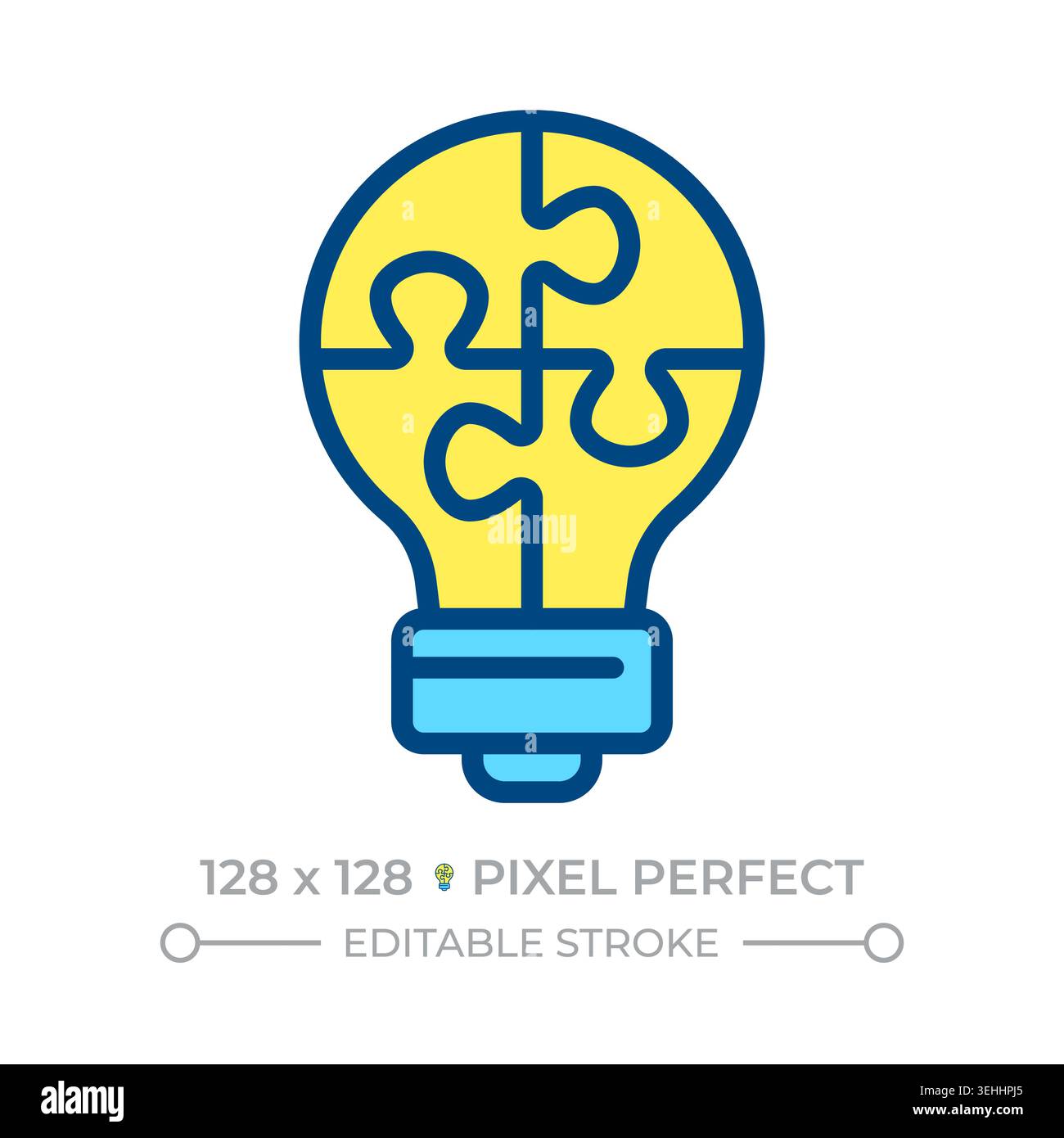 Jigsaw lamp line color icon Stock Vector