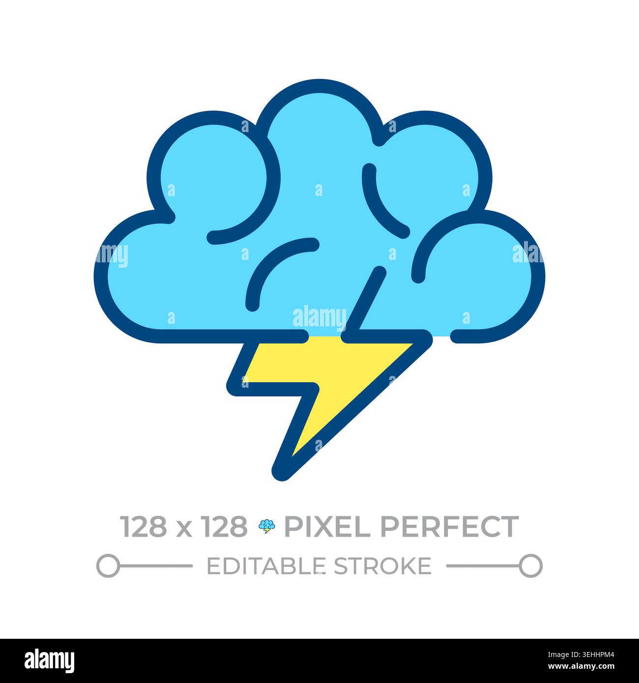 Cloud with lightning line color icon Stock Vector