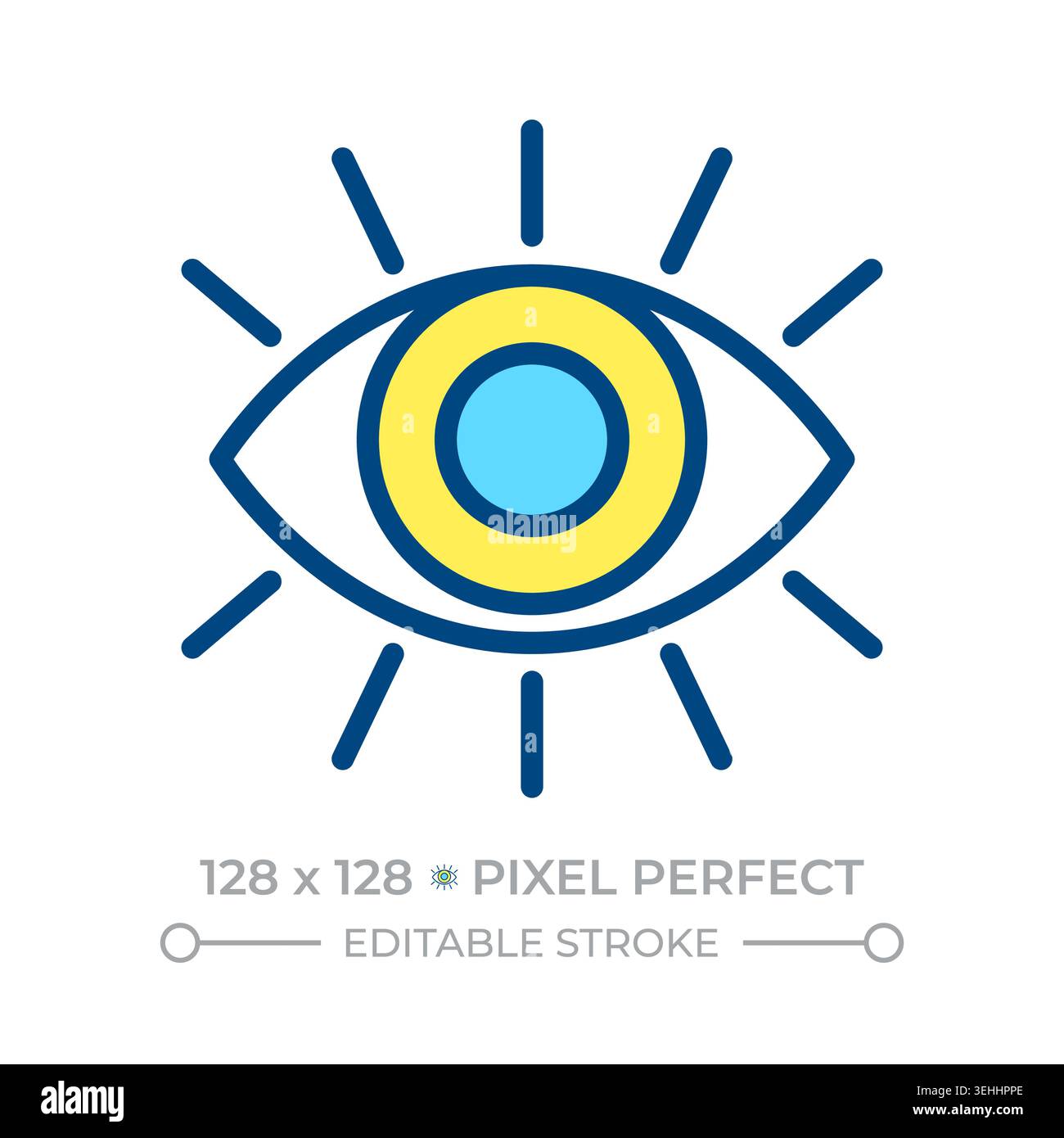 Open eye line color icon Stock Vector